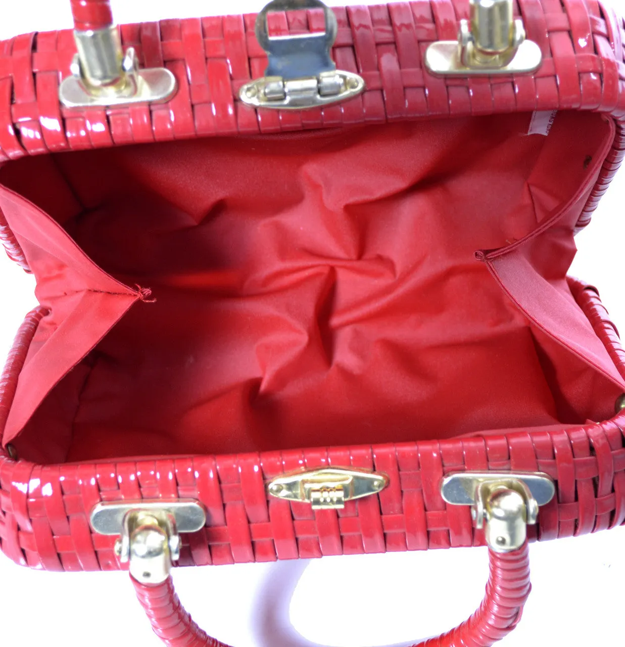 1960s Cherry Red Vintage Basket Handbag