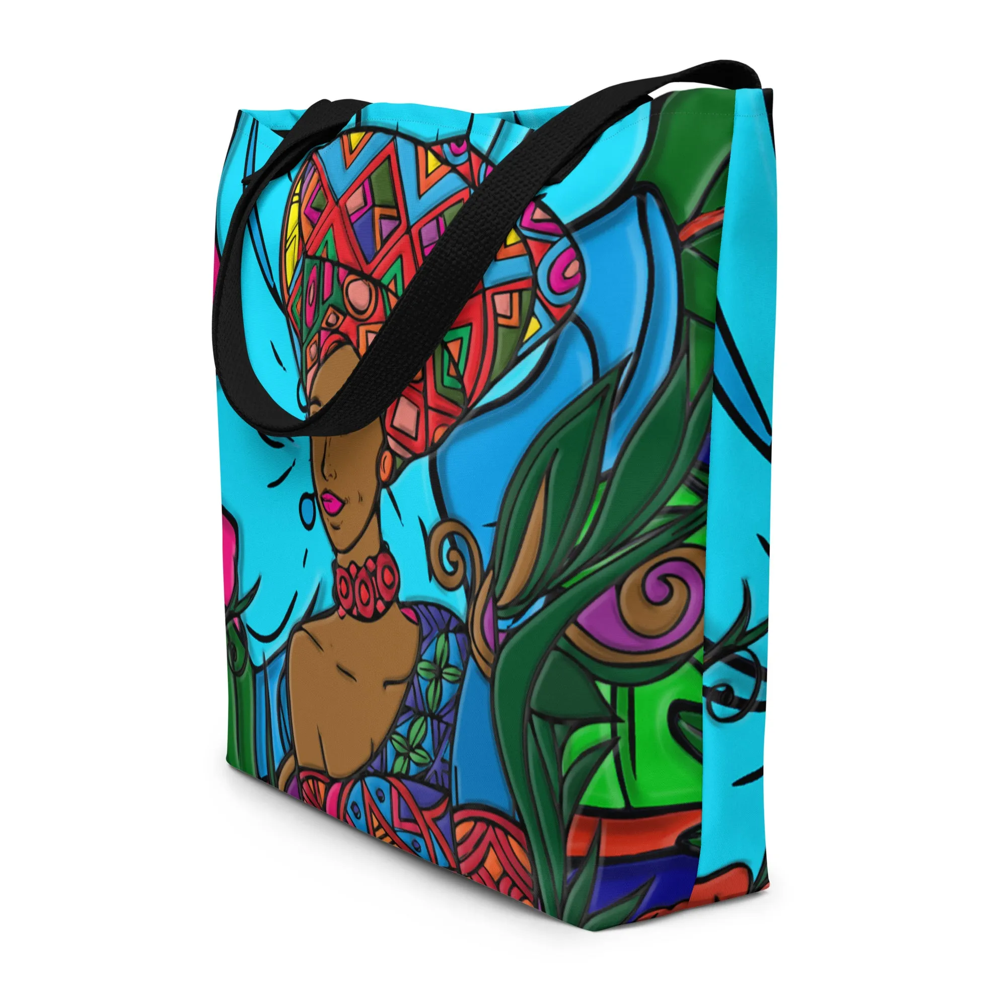 African Queen Ibo Maiden All-Over Print Large Tote Bag