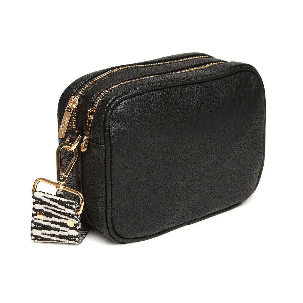 Alice Wheeler Soho Double Zipped Camera Crossbody Bag Black