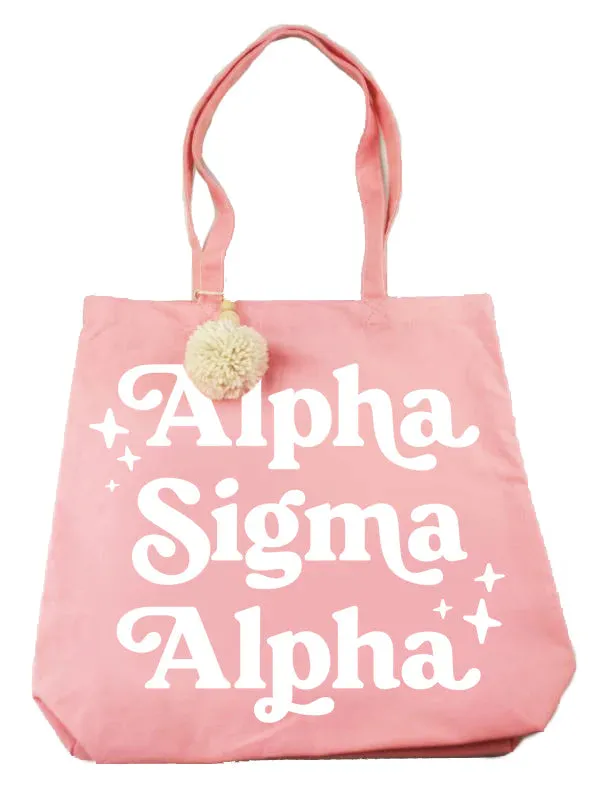 Alpha Sigma Alpha Pom Pom Tote Bag