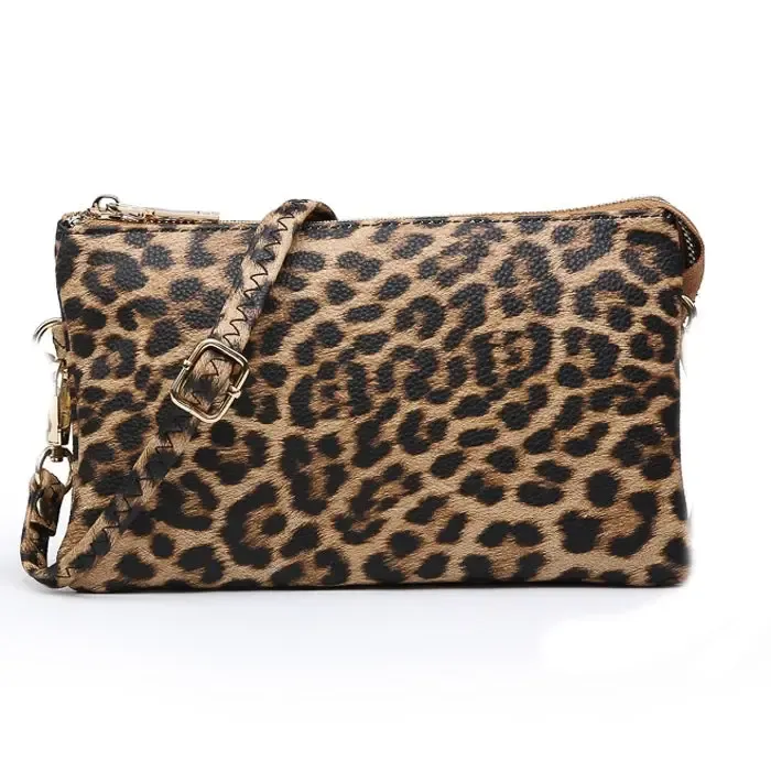 Animal Print 3 Compartment Crossbody Bag