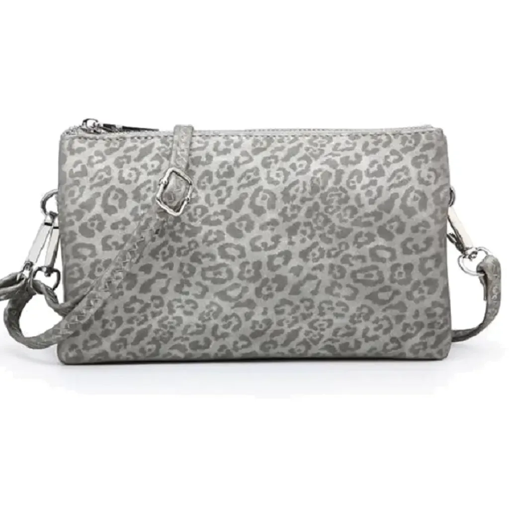 Animal Print 3 Compartment Crossbody Bag