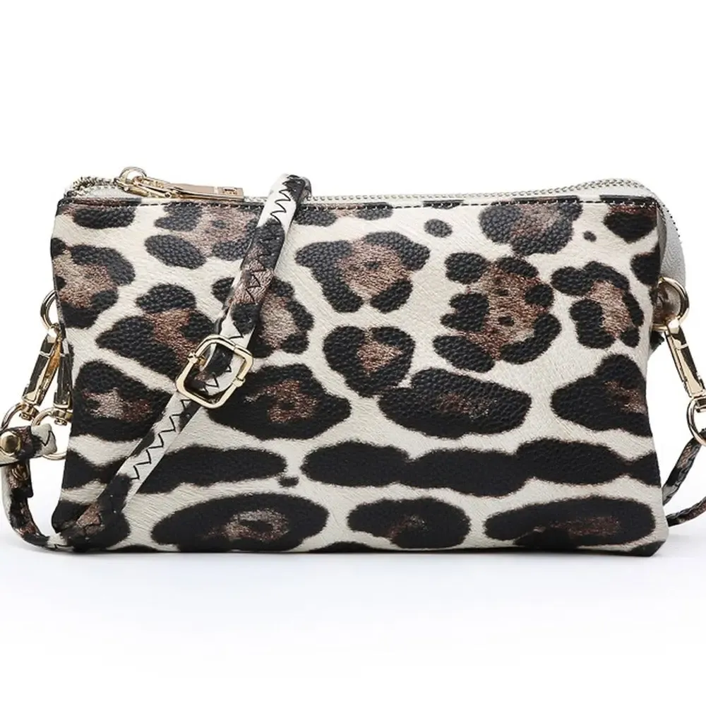 Animal Print 3 Compartment Crossbody Bag