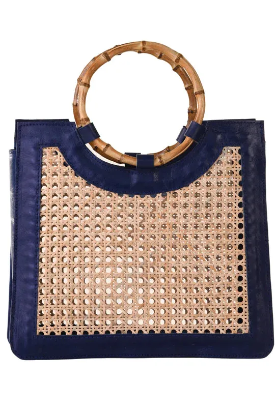 BAMBOO HANDLE WICKER BAG