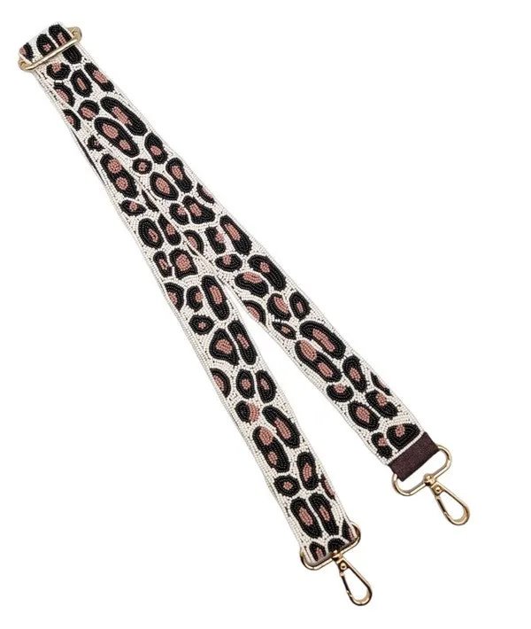 Beaded Leopard Guitar Strap