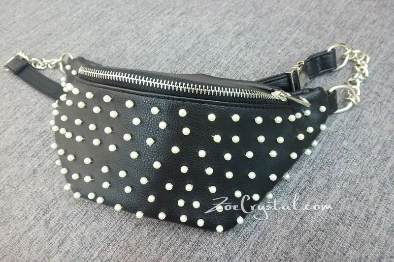 BELT BAG with Pearl in Fashion and Luxury : Fanny Pack, Hip Bag, Travel Pouch, Hands Free Bag, Boho, Waist Bag,Duck Canvas Bag