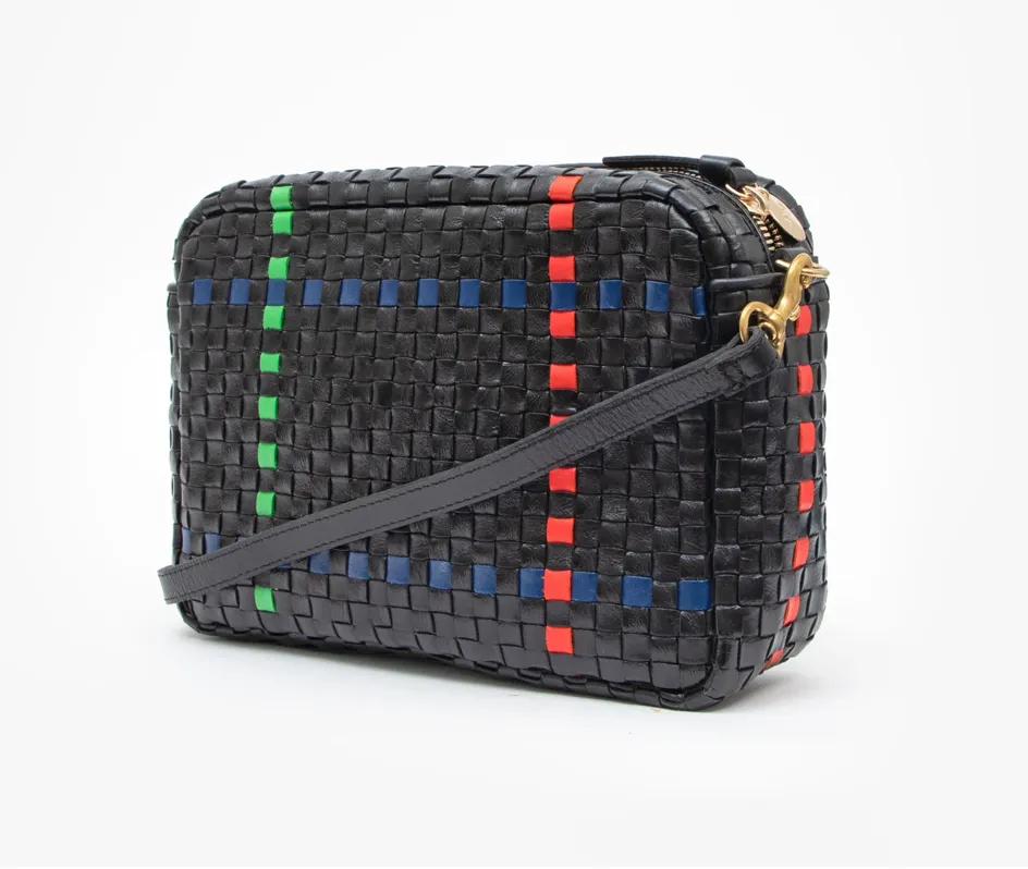 Black Plaid Woven Crossbody