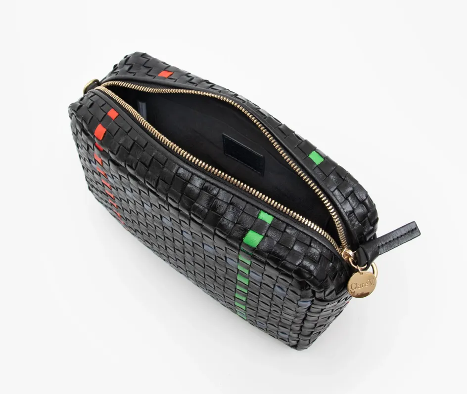 Black Plaid Woven Crossbody