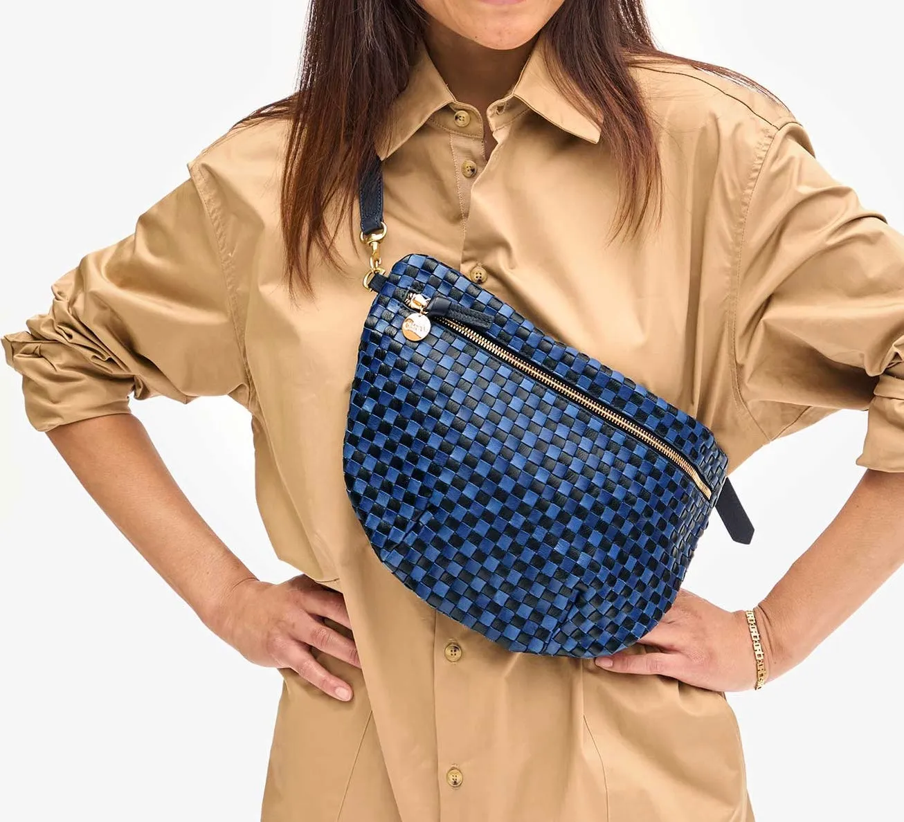 Blue Checker Woven Grande Fanny