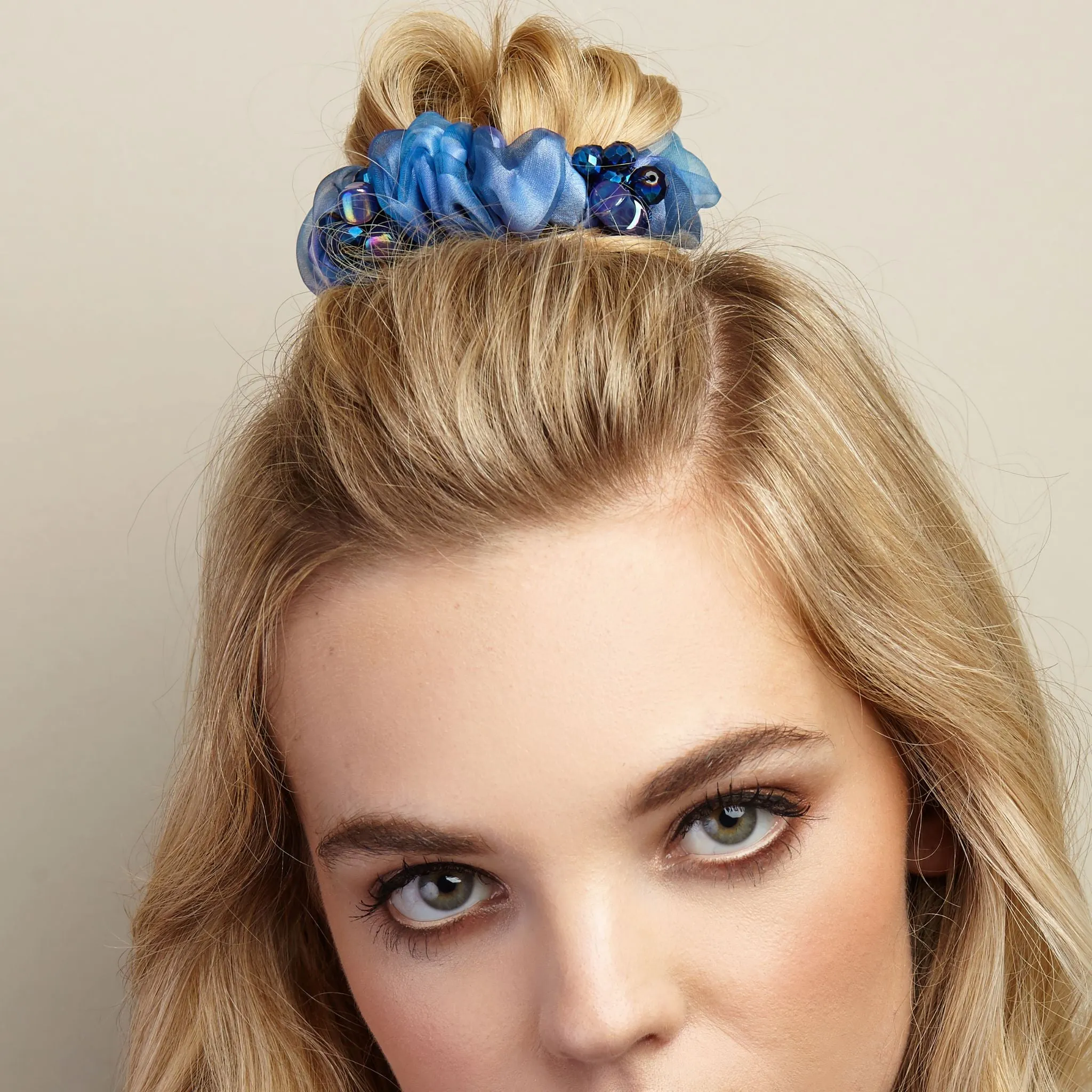 Blue Scrunchie with Gems