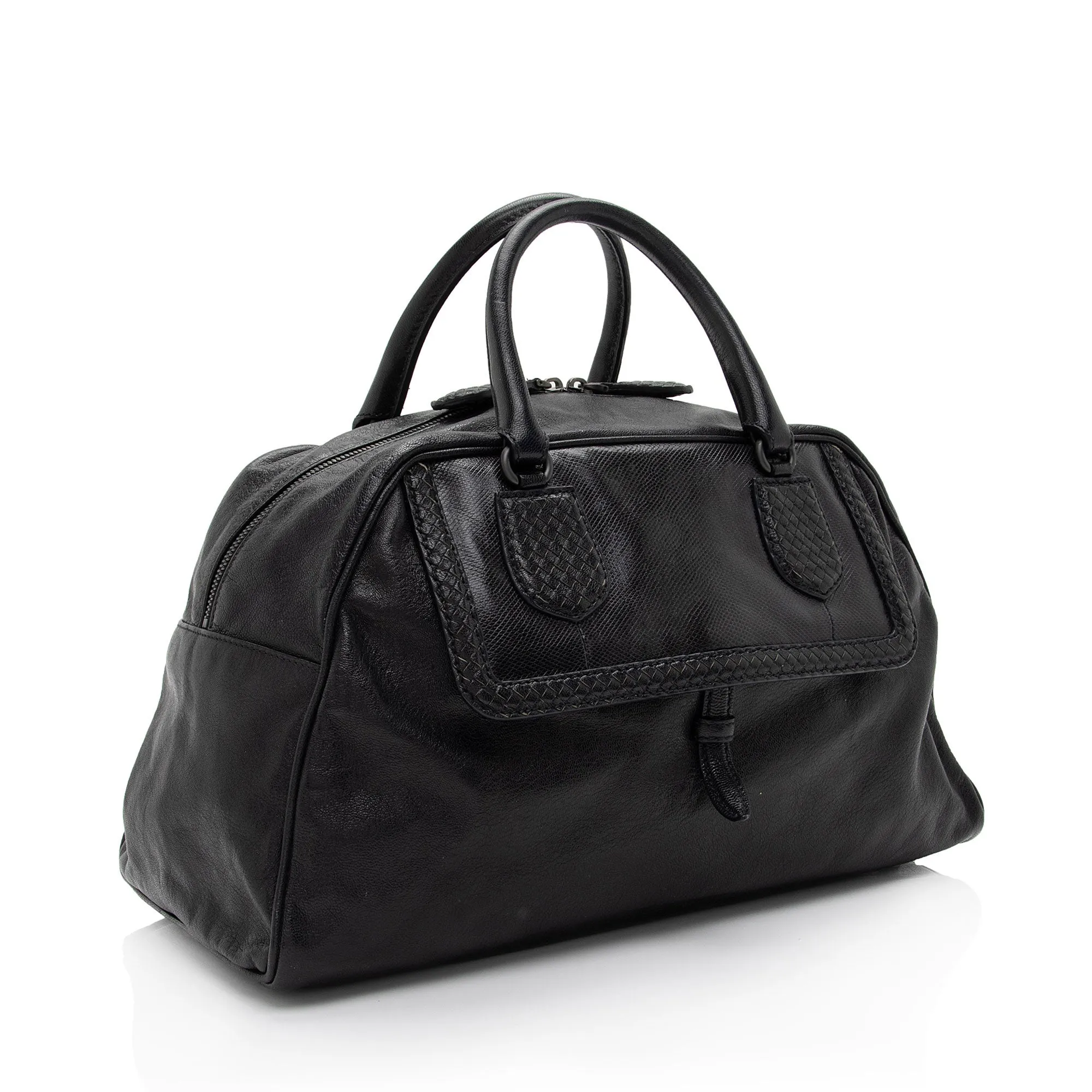 Bottega Veneta Calfskin Karung Intrecciato Weekender (SHF-t75dld)