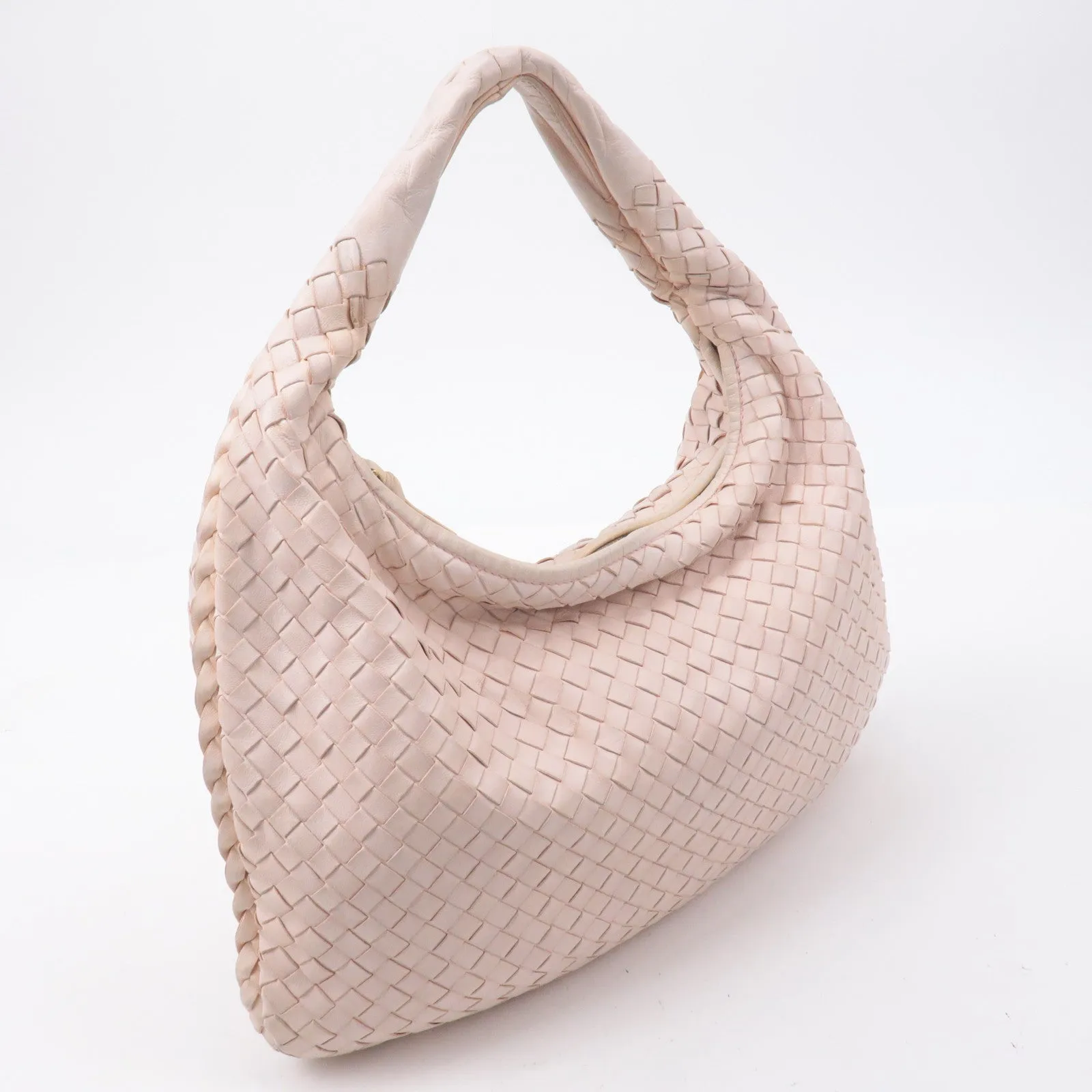 BOTTEGA VENETA Hobo Intrecciato Leather Shoulder Bag Beige 115653