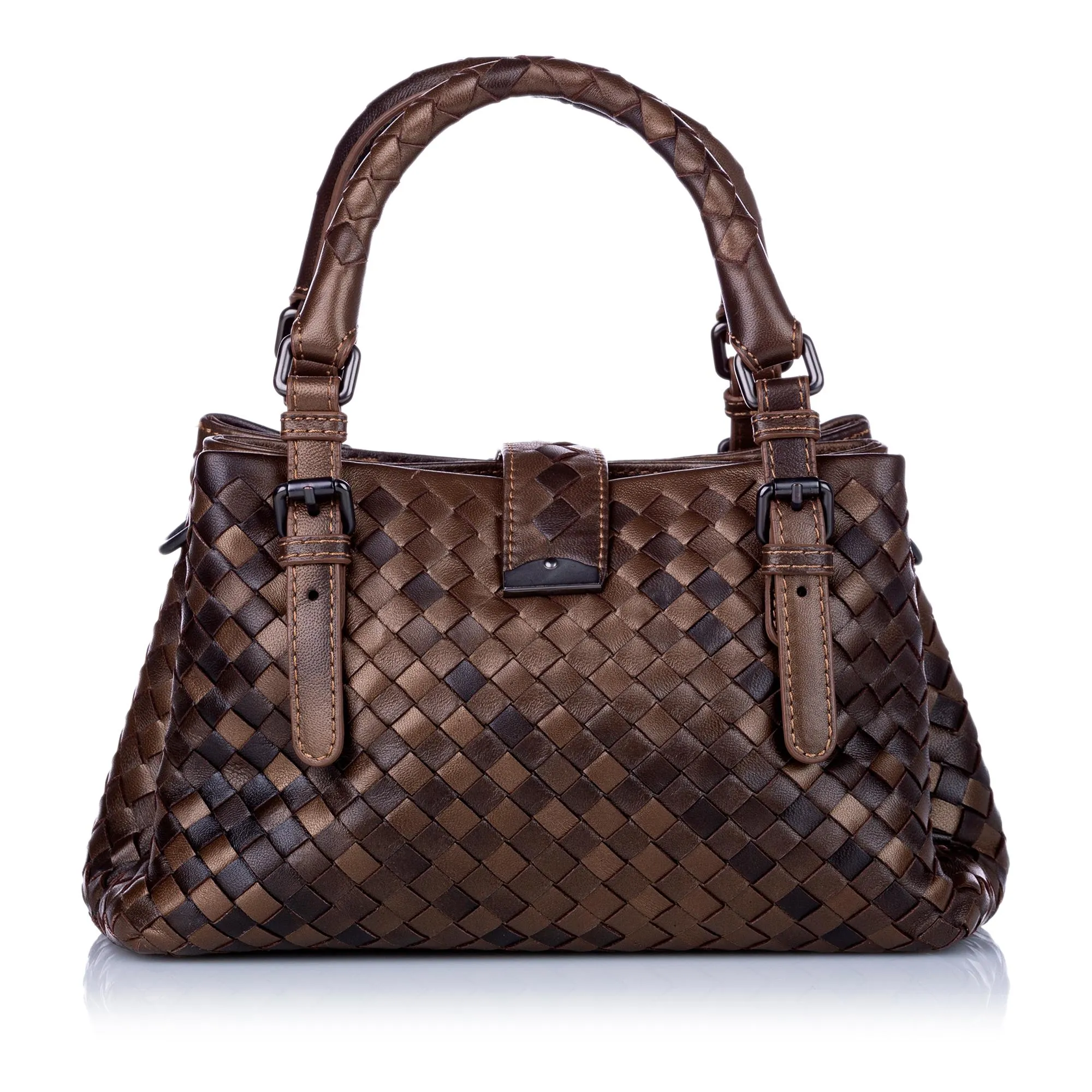 Bottega Veneta Intrecciato Roma Leather Satchel (SHG-28446)