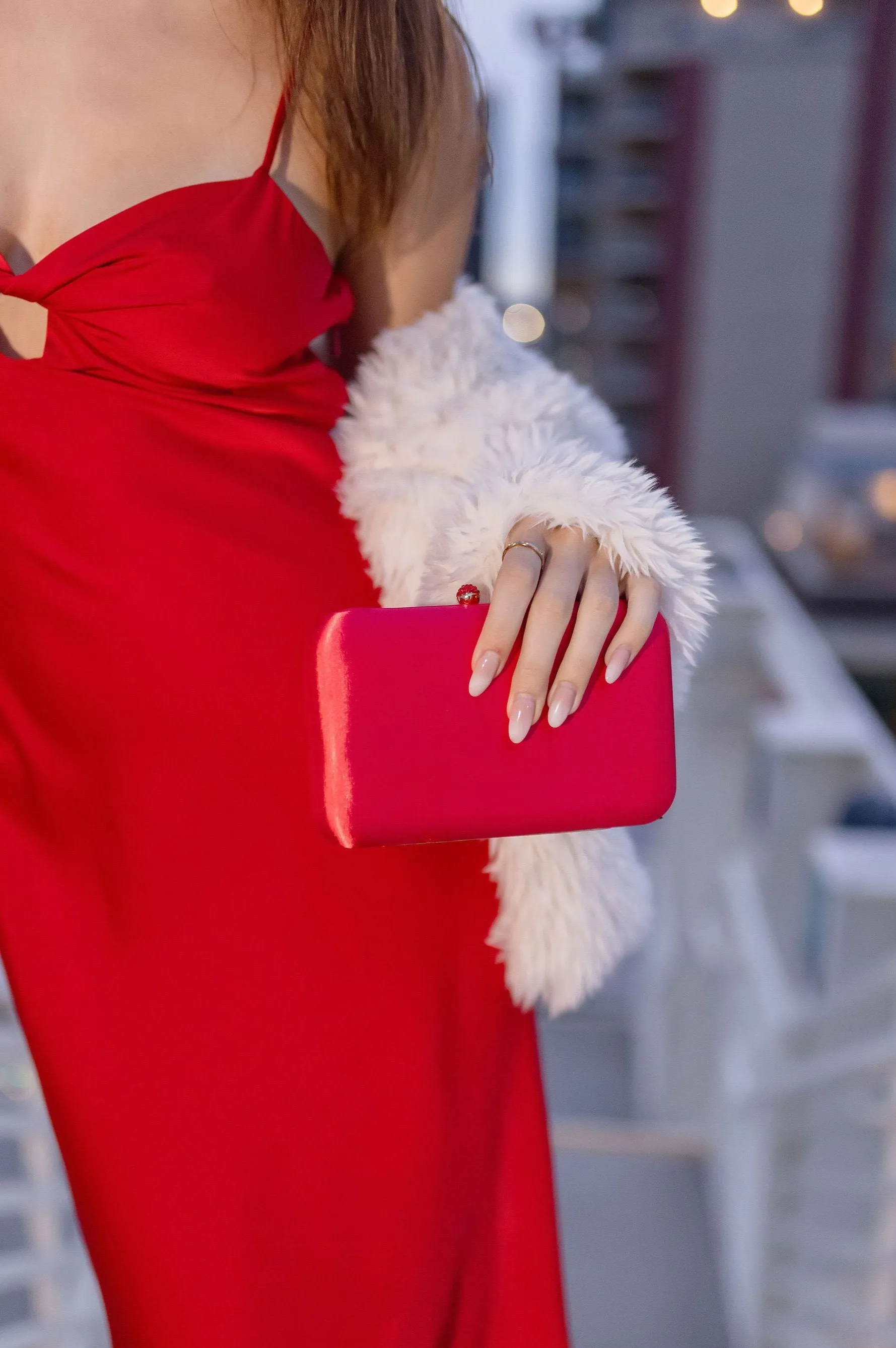 Carrie Satin Crossbody Clutch Red