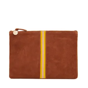 Chestnut Suede Flat Clutch