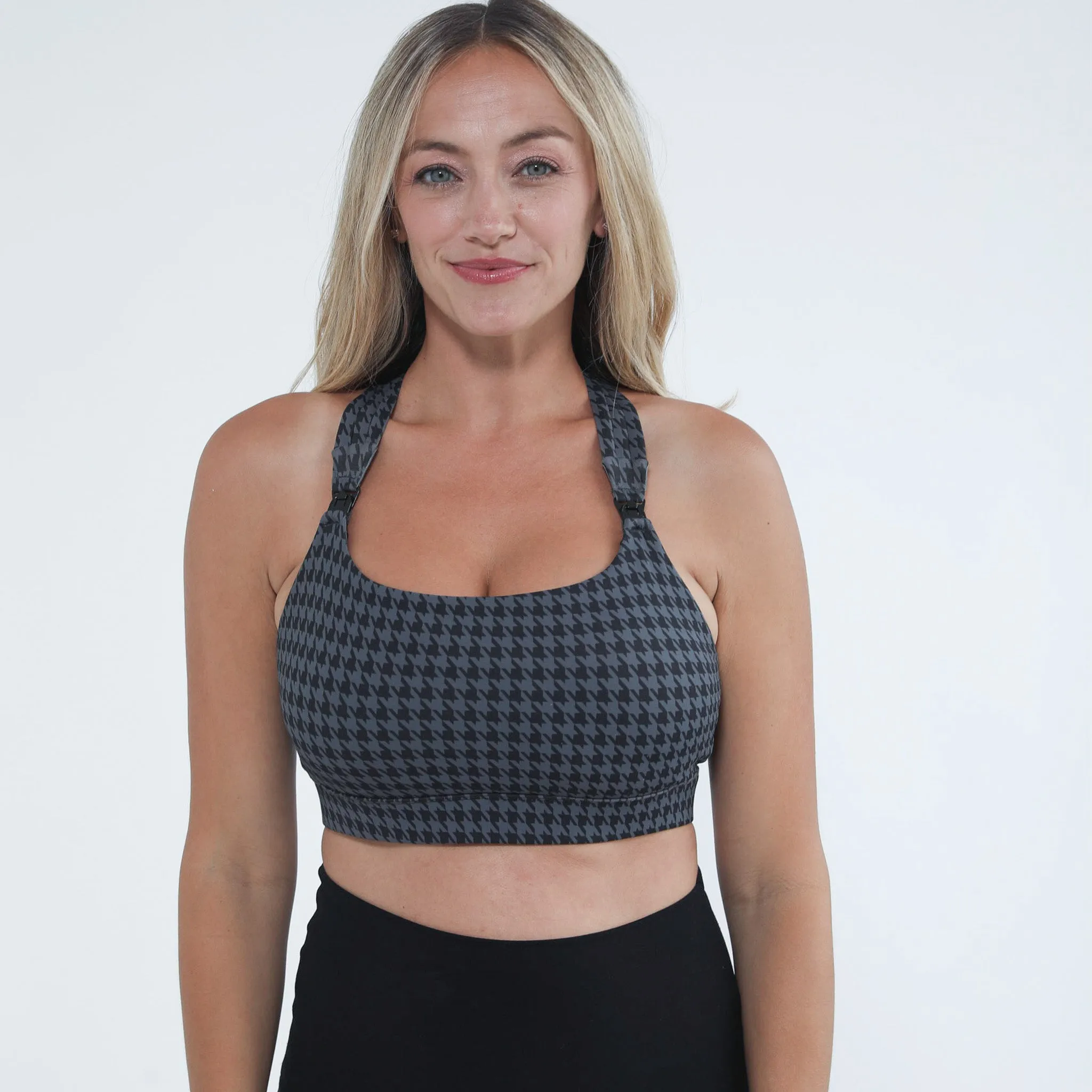 Chloé 4 Running Nursing & Pumping Sports Bra (Dark Houndstooth)