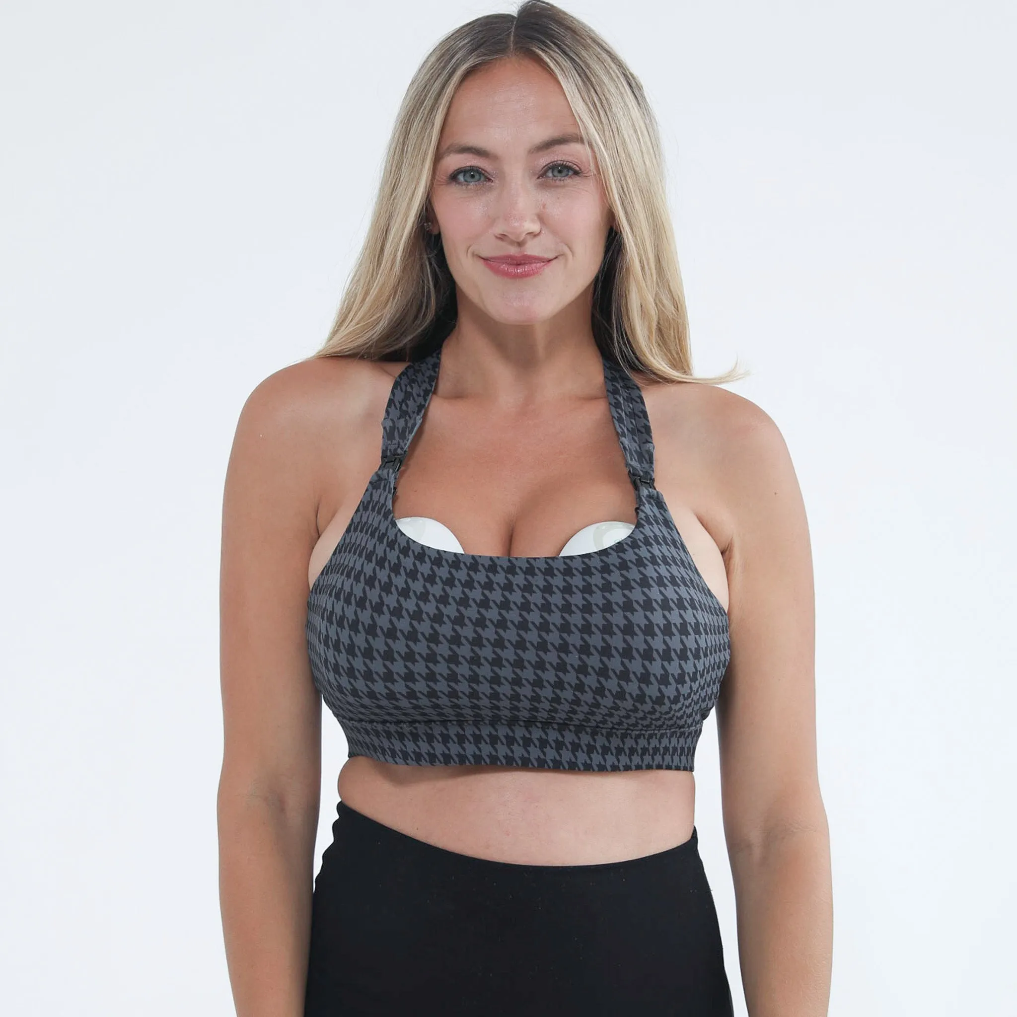 Chloé 4 Running Nursing & Pumping Sports Bra (Dark Houndstooth)