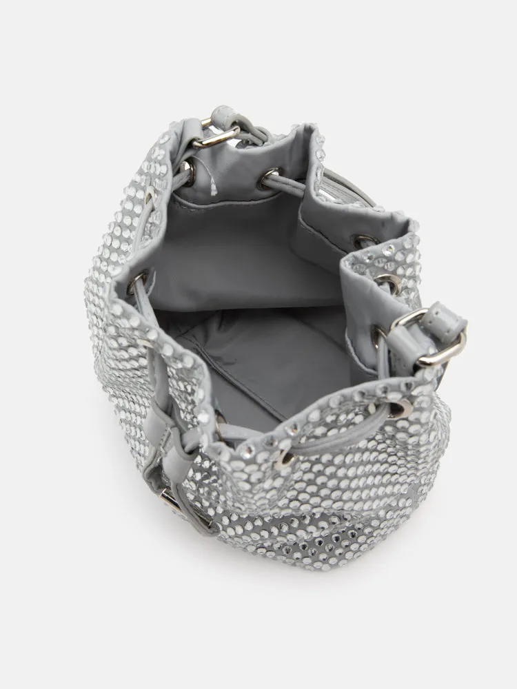 Cleo Diamante Drawstring Bucket Bag