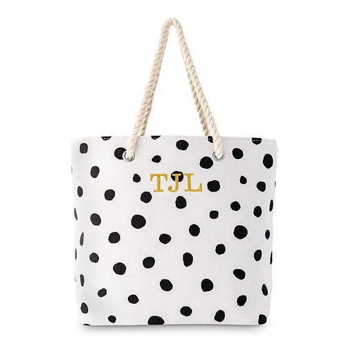 Dalmatian Dot Tote Bag with Black on White Polka Dots