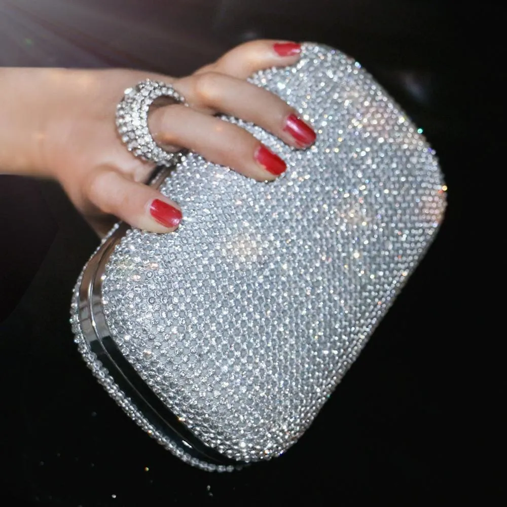 Diamond-Studded Evening Bag With Chain