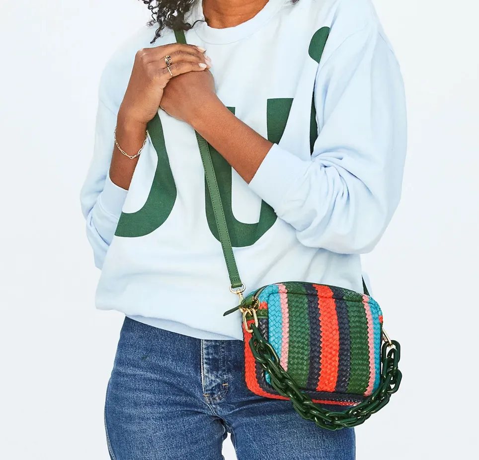 Evergreen Stripe Woven Crossbody