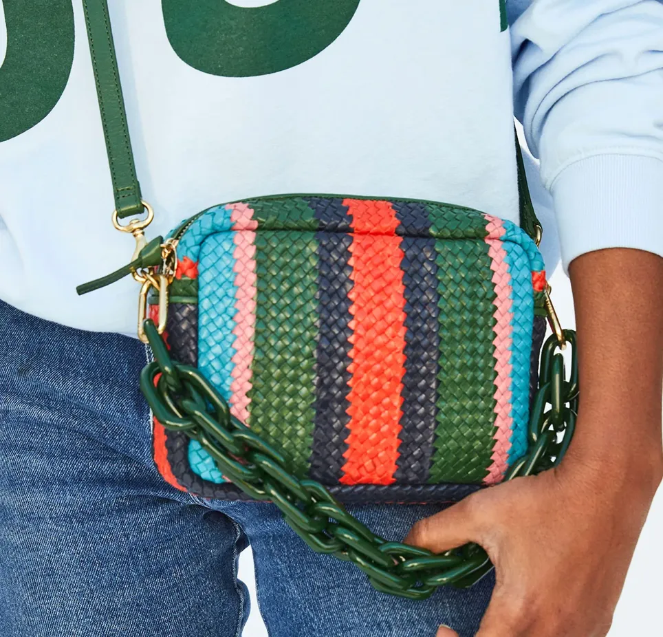 Evergreen Stripe Woven Crossbody