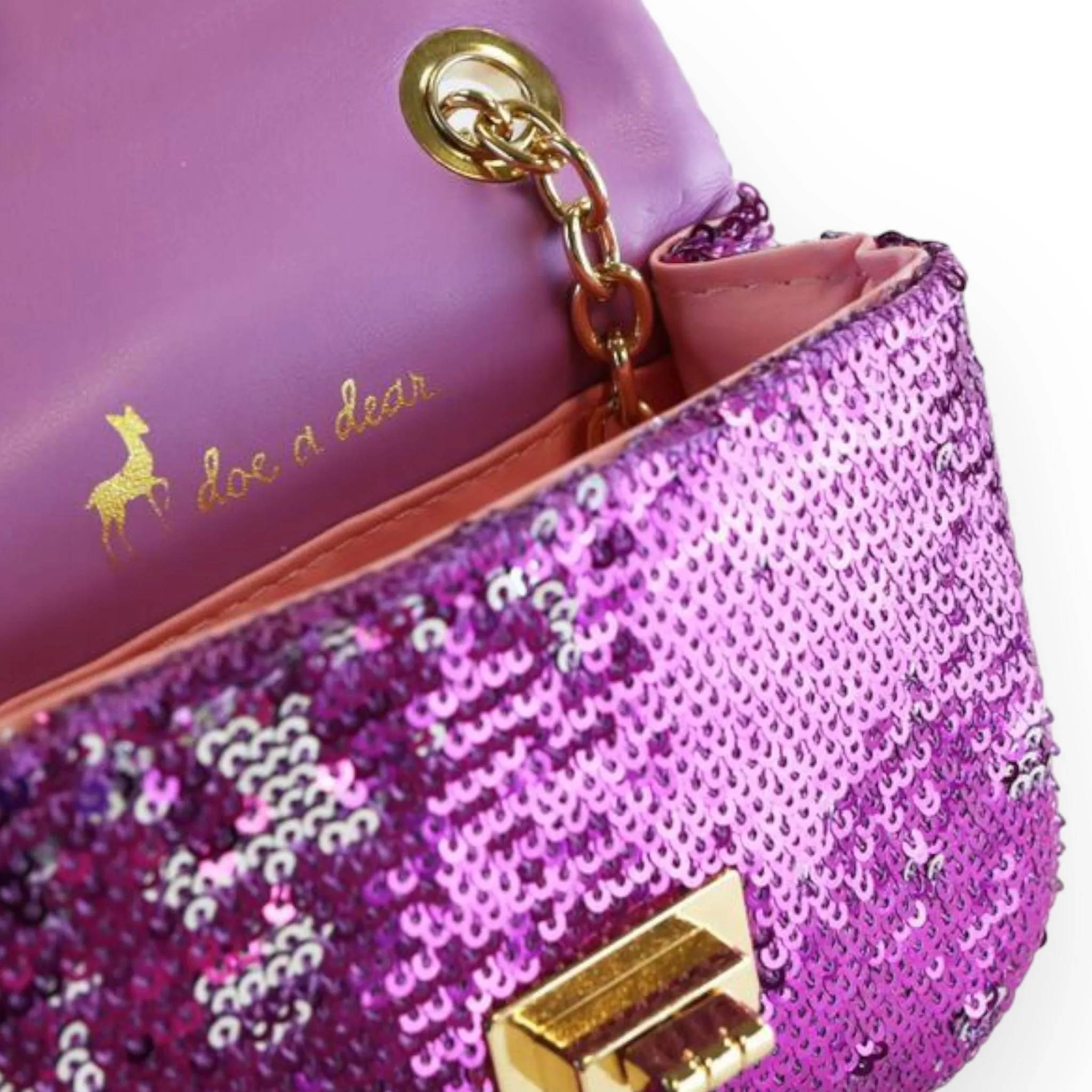 Floral Appliques Sequin Purse - Purple