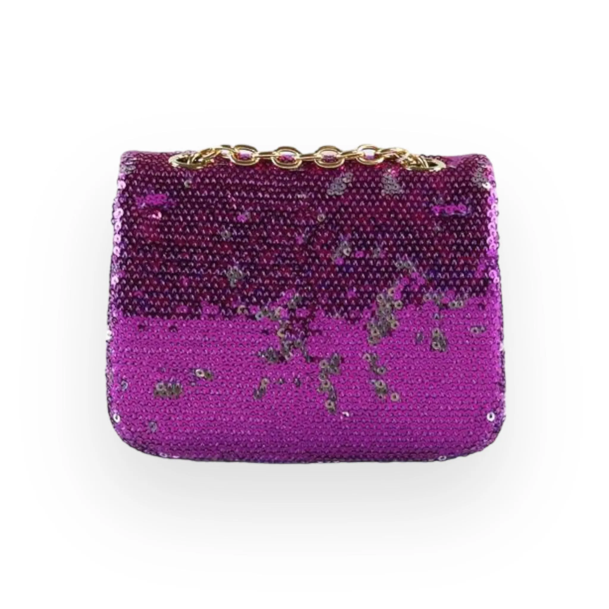 Floral Appliques Sequin Purse - Purple