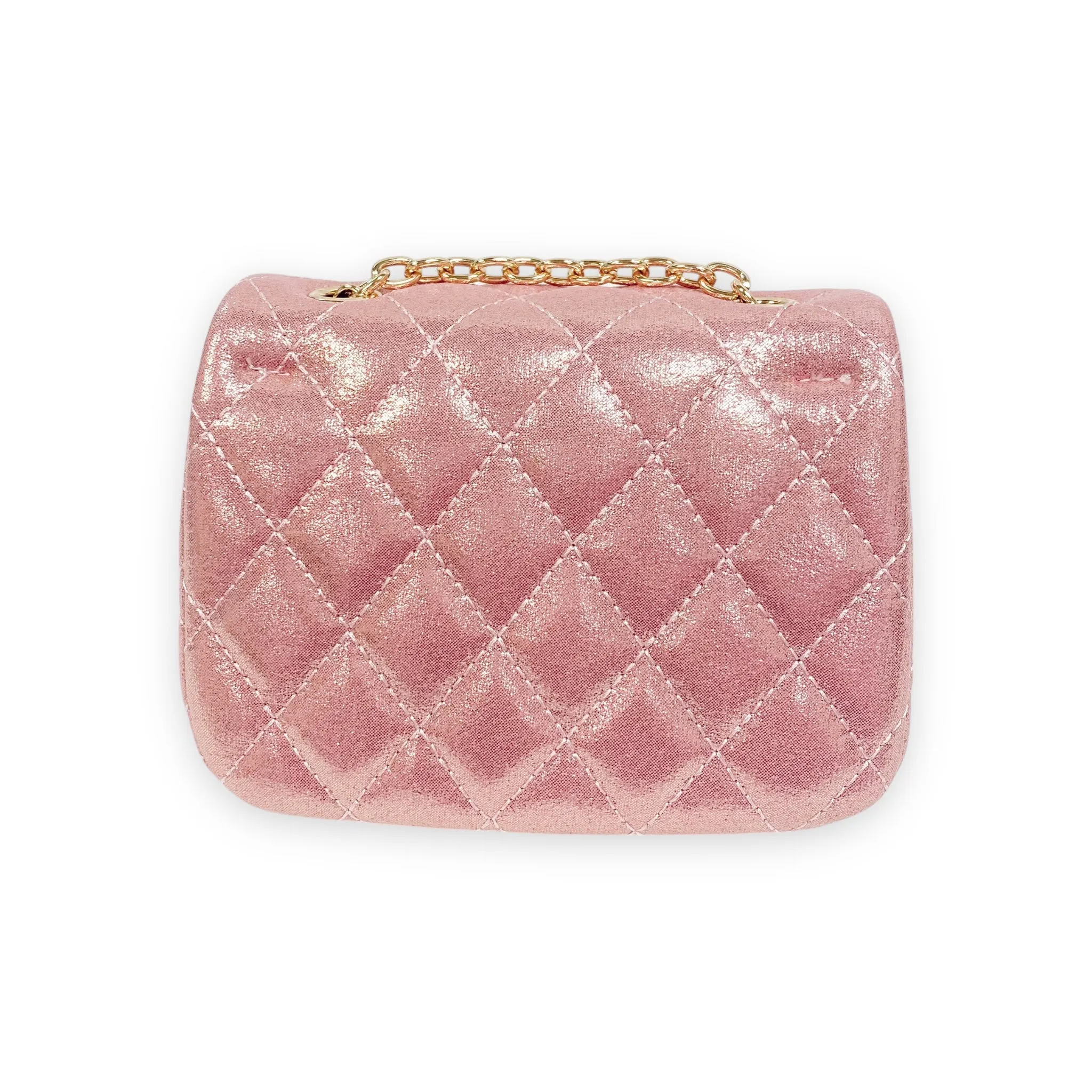 Floral Shiny Quilted Purse - Bubblegum