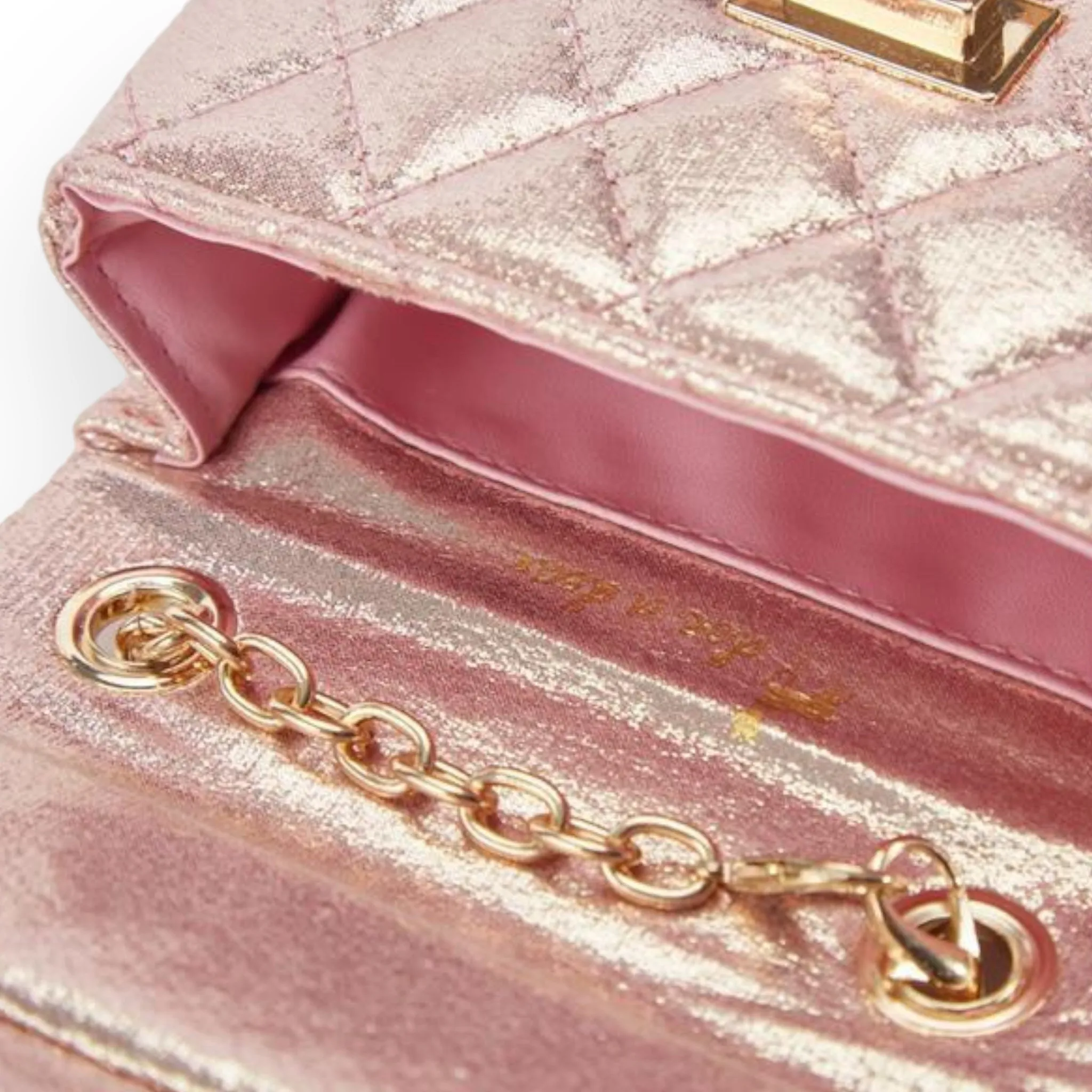 Floral Shiny Quilted Purse - Pink