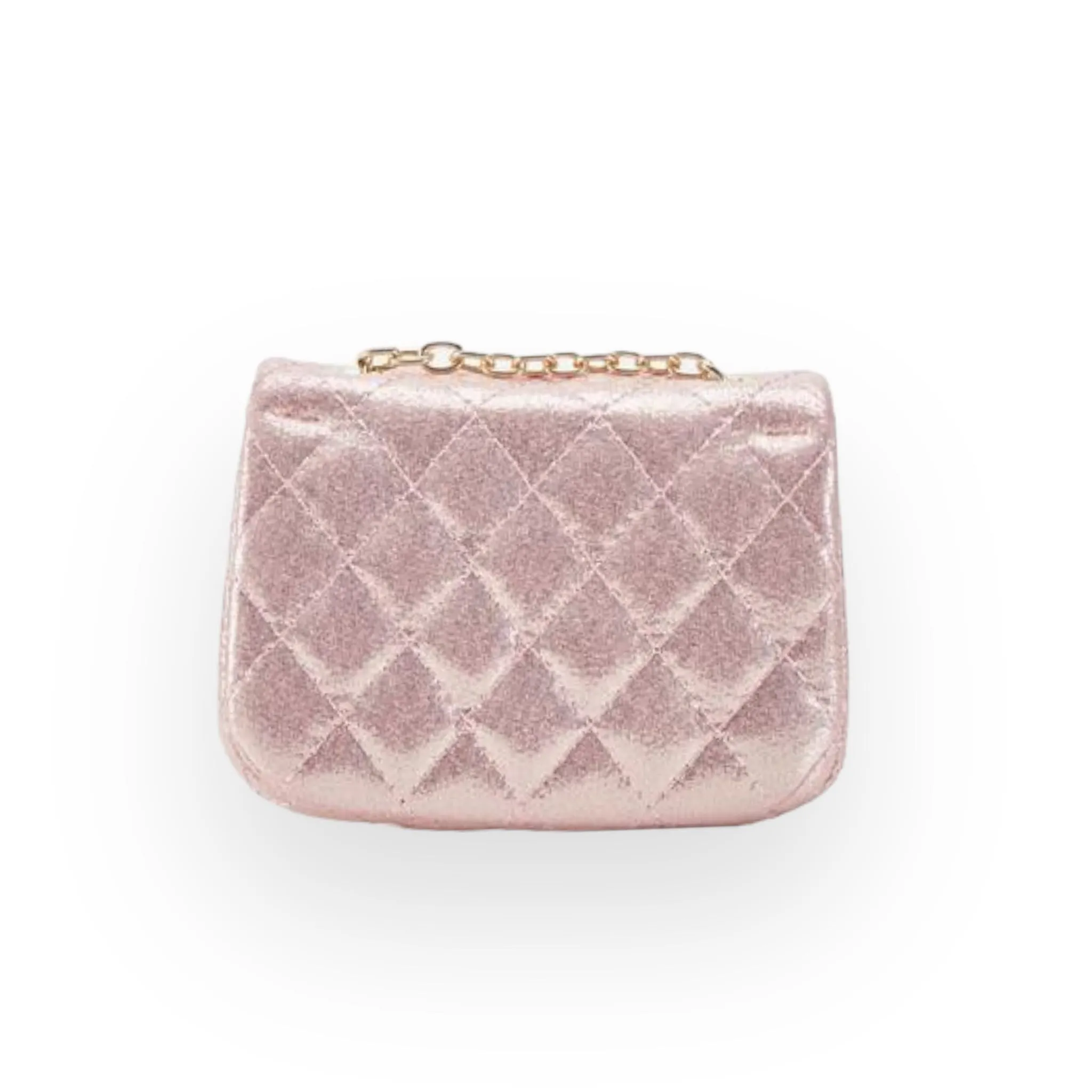 Floral Shiny Quilted Purse - Pink