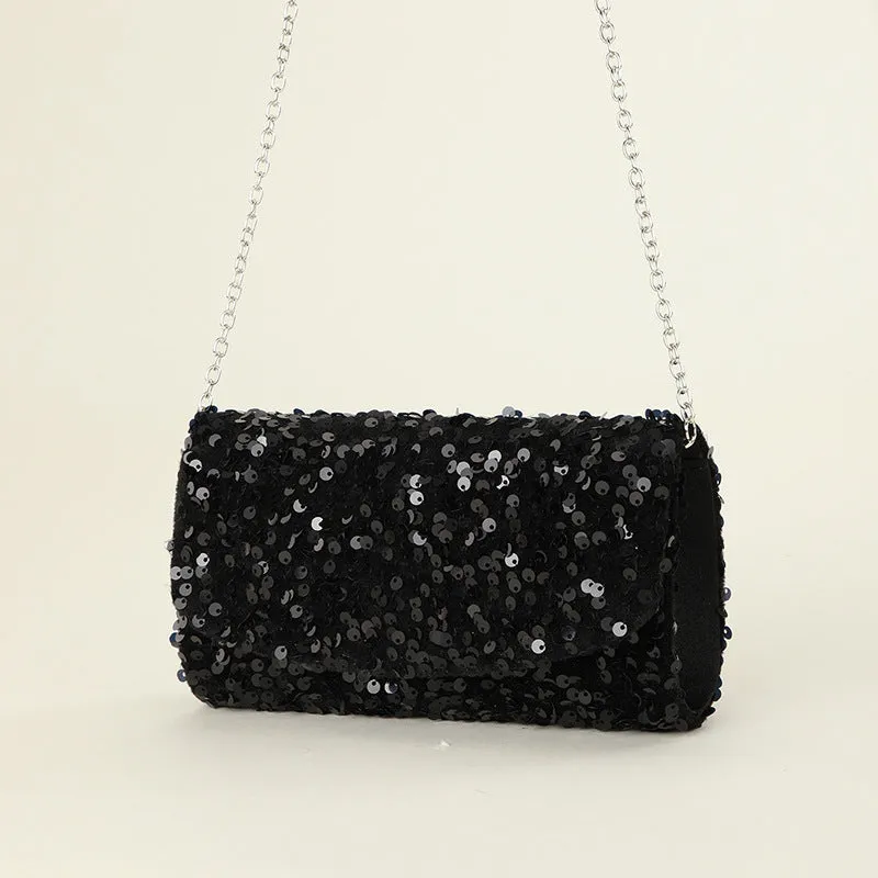 Glittering Sequins Chain Party Dinner Bag | Sparkling Evening Statement