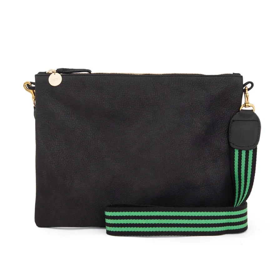 Green and Black Striped Crossbody Strap