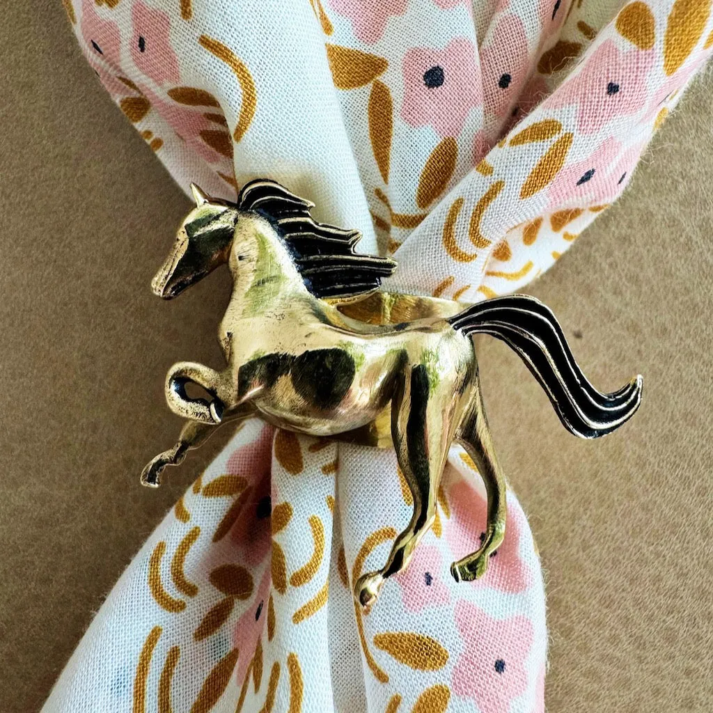 Horses Brass Bandana Slide Ring