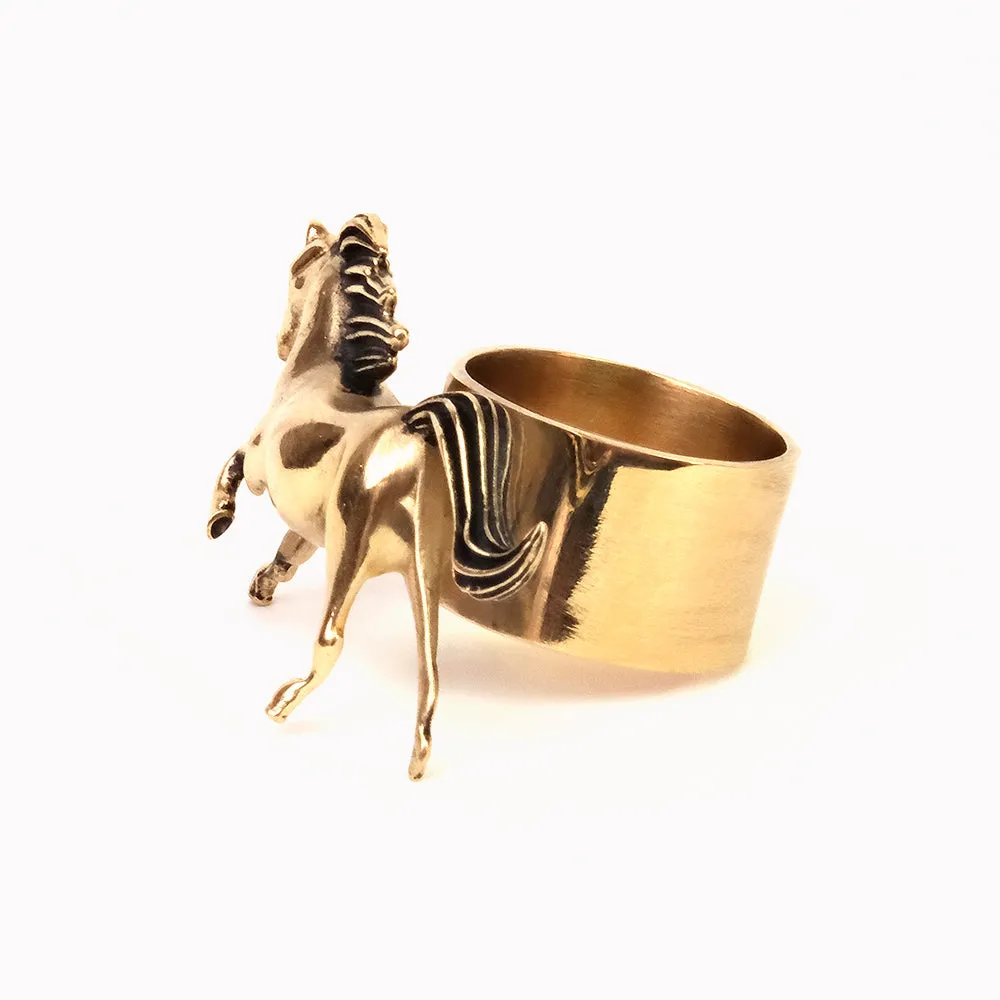 Horses Brass Bandana Slide Ring