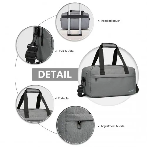 Kono Lightweight Multi Purpose Unisex Sports Travel Duffel Bag - Grey | Durable & Stylish