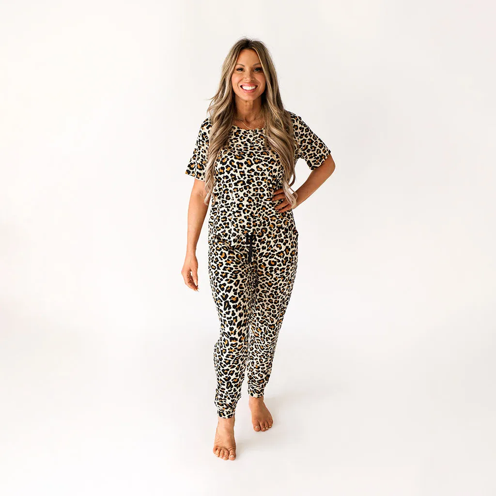 Lana Leopard Tan Women's Short Sleeve Scoop Loungewear