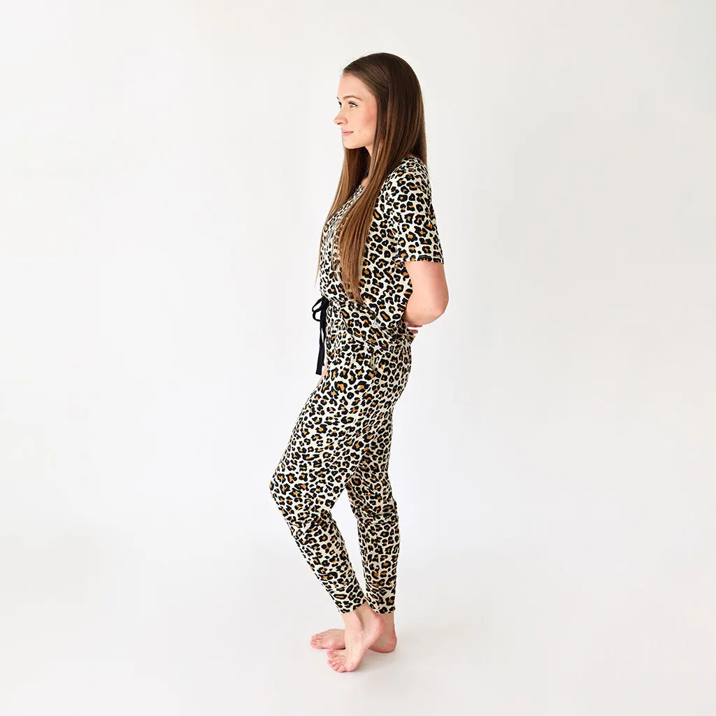 Lana Leopard Tan Women's Short Sleeve Scoop Loungewear