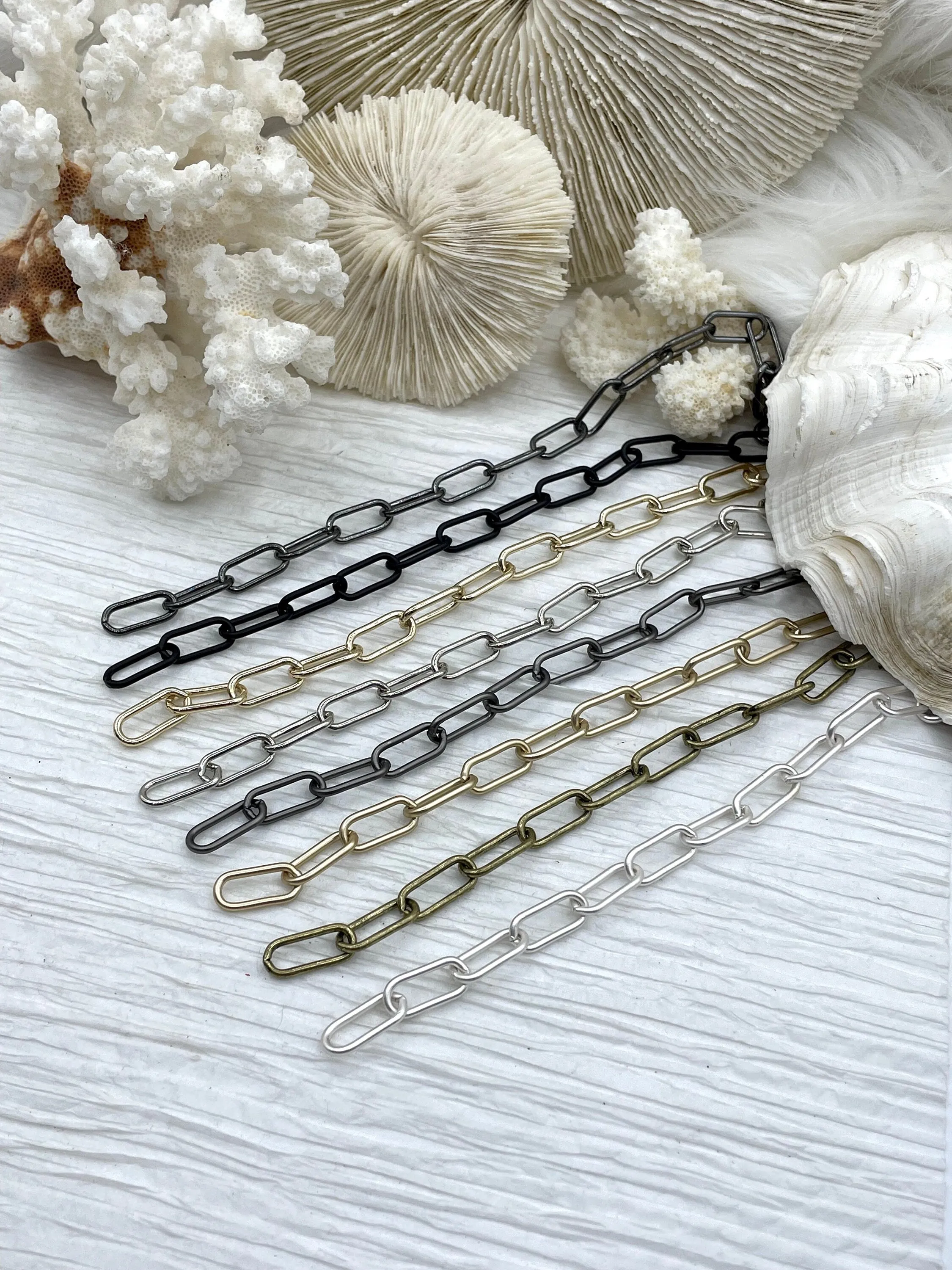 Large Paperclip Chain, Brass, Long Skinny Oval Rectangle Paperclip Chain 17x7x1.5mm Sold by the foot Electroplated Unsoldered FAST SHIP