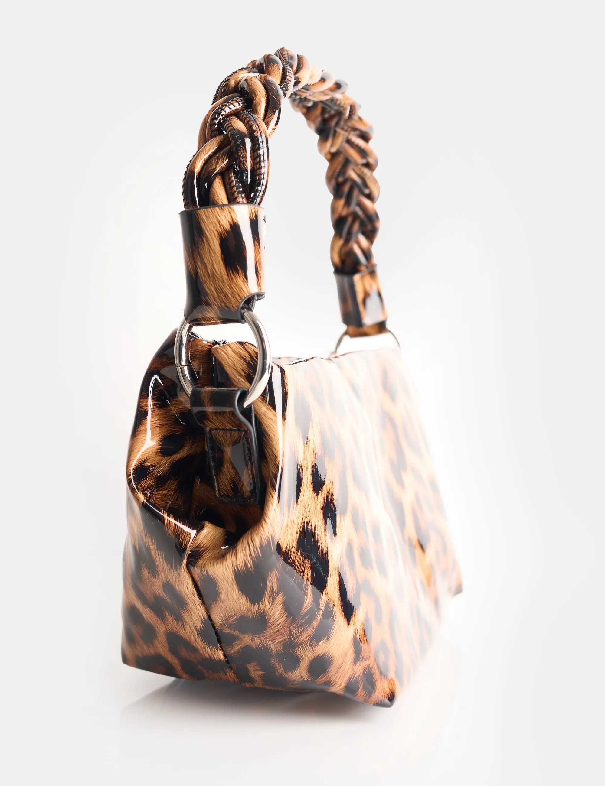 Lillian Leopard Satin Woven Strap Shoulder Bag