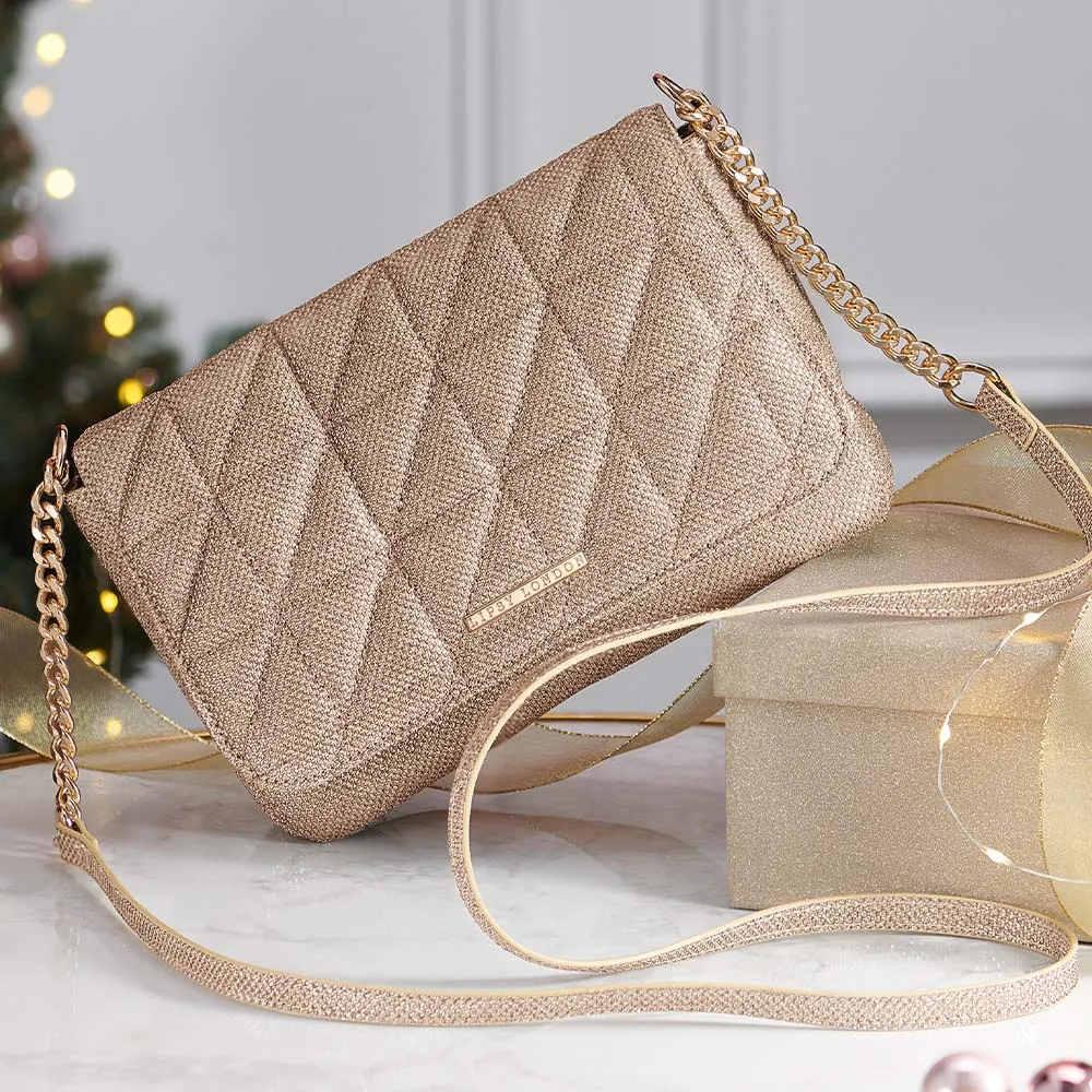 Lipsy Gold Glitter Cross Body Bag