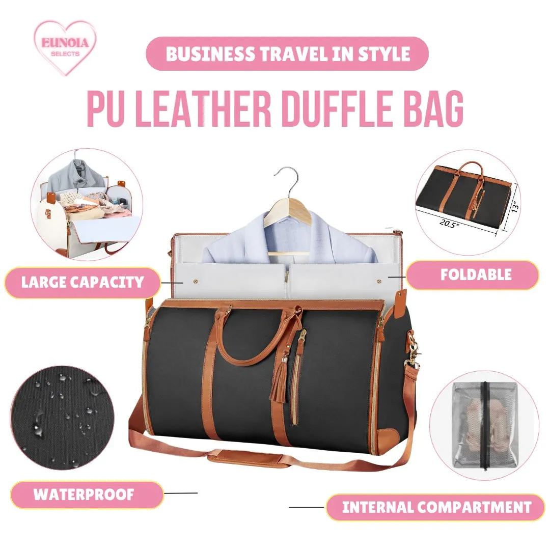 LUXE PU Leather Business Trip Duffle Bag for Sleek & Stylish Travel with Shirt Hanger