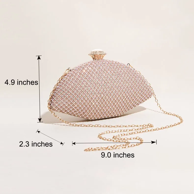 Luxy Moon Shell Shape Rhinestone Evening Bag