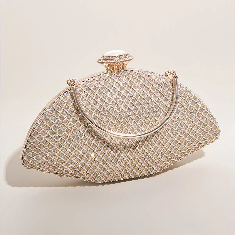 Luxy Moon Shell Shape Rhinestone Evening Bag