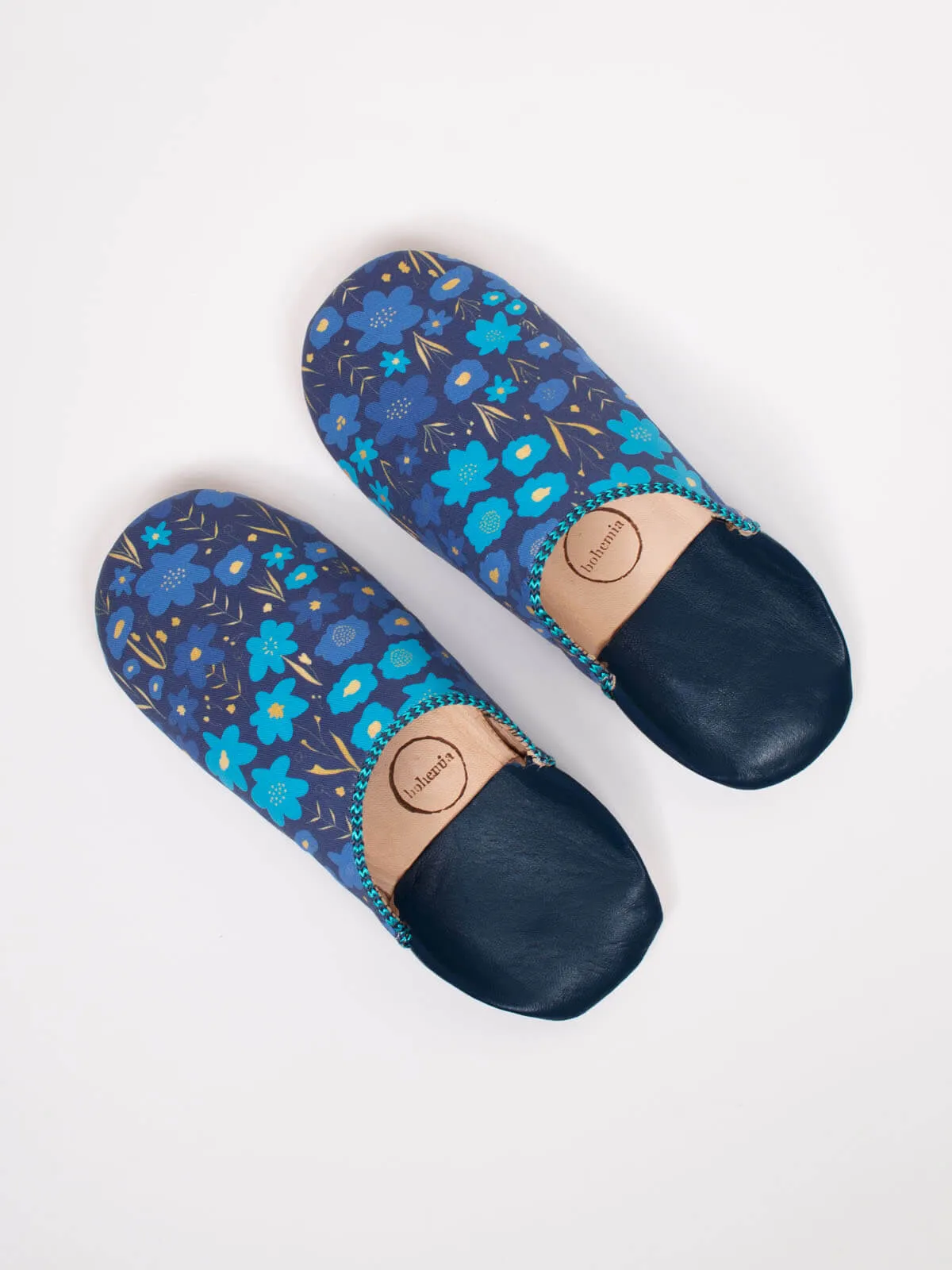 Margot Floral Babouche Slippers, Indigo