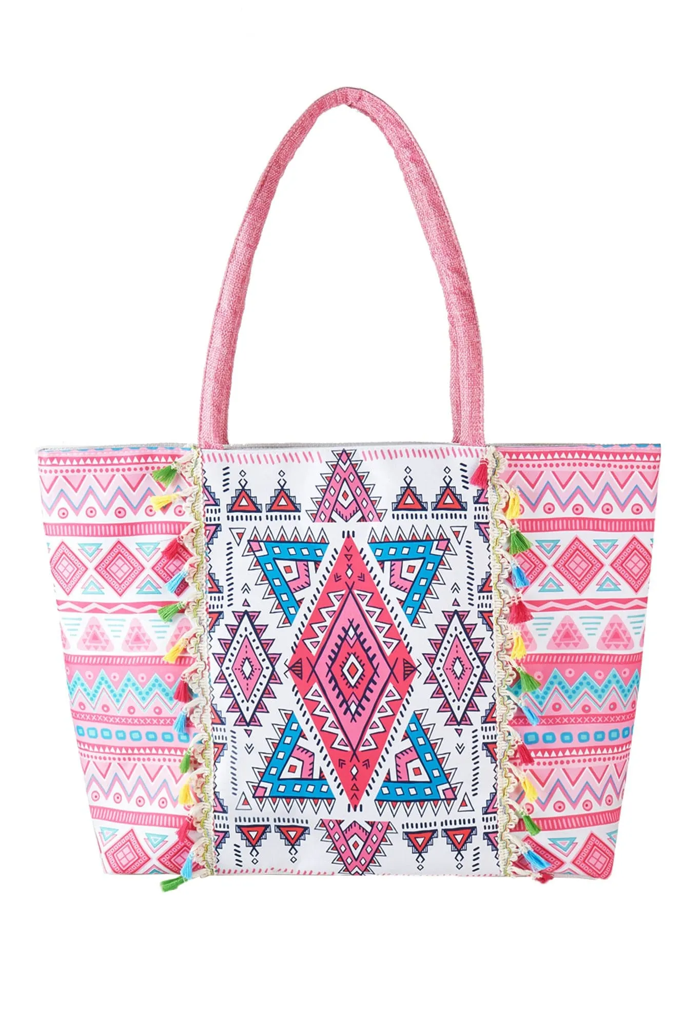 MB0254 Taytum Aztec Print Tassel Tote Bag