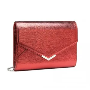 Miss Lulu Red Glitter Envelope Clutch Evening Bag - Elegant Formal Accessory