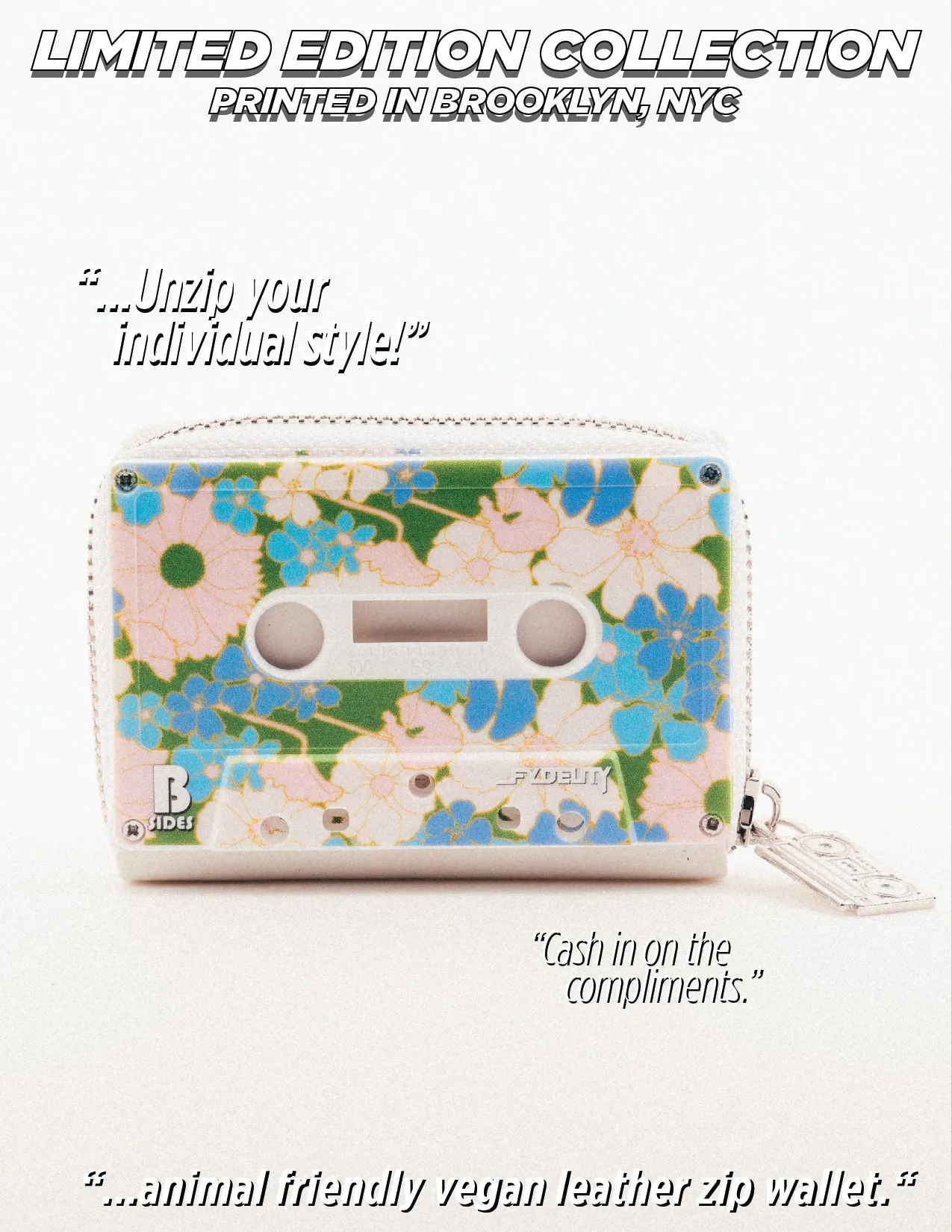 Mixtape Wallet | Pink Blue Retro Floral