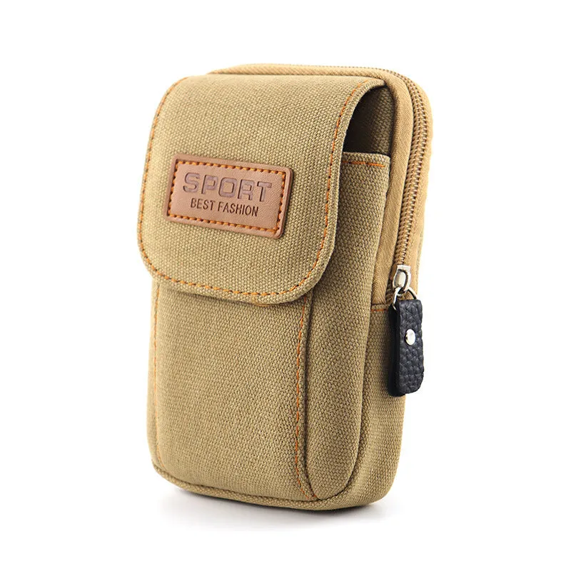 Mobile Phone Waist Bag Men's Belt Mobile Phone Case Belt Waist Bag Multi-Functional Canvas Mobile Phone Bag Hanging Bag