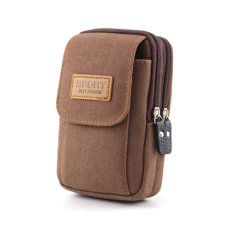 Mobile Phone Waist Bag Men's Belt Mobile Phone Case Belt Waist Bag Multi-Functional Canvas Mobile Phone Bag Hanging Bag